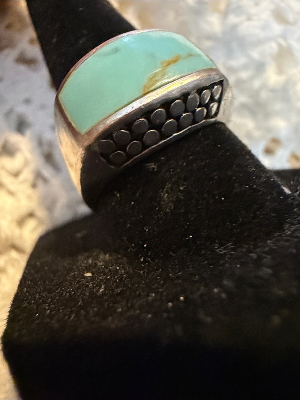 Silver Turquoise Inlay Statement Ring - Blue - Picture 3 of 5